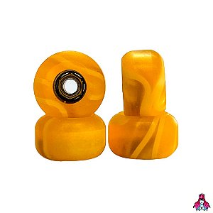 Rodas marca Leefai modelo *Premium Swirl* Urethane Formula 80D (7.5x4.5mm) cor ''Amarelo Swirl''