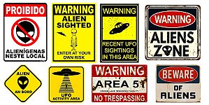 Cartela mini adesivos da Alien  *Alien Signs* 8 Mini Adesivos (Fundo branco)(Destacáveis)(Miniatura)