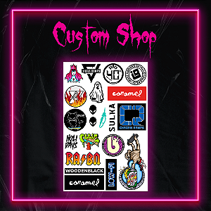 Cartela Grande Mini Adesivos Custom *Fingerboard Brands* - 21 Adesivos
