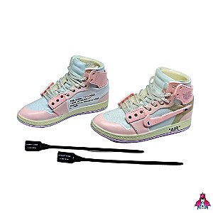 Mini Sneakers ''Air Jordan 1 Off-White for NIKE'' cor Rosa & Branco C/ Mini Zip's (Tags)