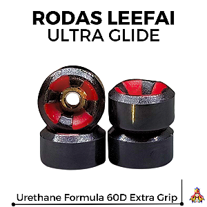 Kit de rodas Leefai Ultra-Glide Double Layer Urethane 60D cor Black & Red (EXTRA GRIP)