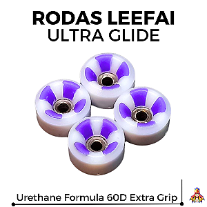 Kit de rodas Leefai Ultra-Glide Double Layer Urethane 60D cor White & Purple (EXTRA GRIP)
