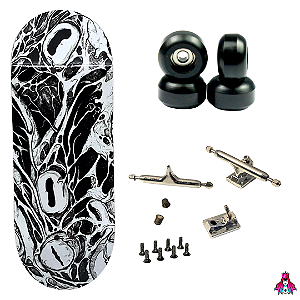 Fingerboard Premium Completo 34mm -  Deck Custom + Trucks PRO 3.0 + Rodas CNC' V2 Street + Tape Alien Stardust II