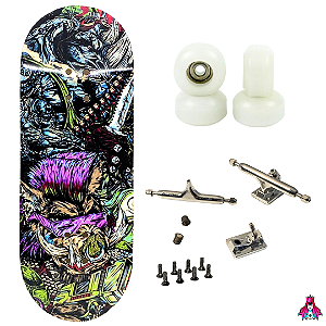 Fingerboard Premium Completo 34mm - Deck Custom + Trucks PRO 3.0 + Rodas CNC' V2 Street + Tape Alien Stardust II