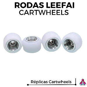 Rodas marca Leefai modelo réplica ''Cartwheels'' Urethane Formula 77D medida 8.5x5mm cor *White & Silver*