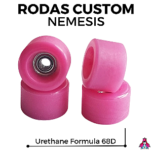 Rodas marca Custom modelo "Nemesis" Urethane Formula Dureza 68D cor Pink