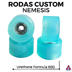 Rodas marca Custom modelo "Nemesis" Urethane Formula Dureza 68D cor Translucent Blue