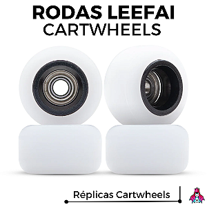 Rodas marca Leefai modelo réplica ''Cartwheels'' Urethane Formula 77D medida 8.5x5mm cor *White & Black*