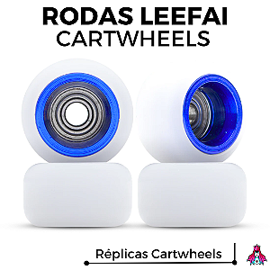 Kit de Rodas Leefai réplicas Cartwheels Urethane 77D medida 8.5x5mm cor *White & Blue*