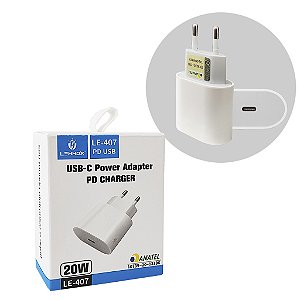 Carregador de Celular PD 20W Entrada Tipo C Homolado LEHMOX - LE-407