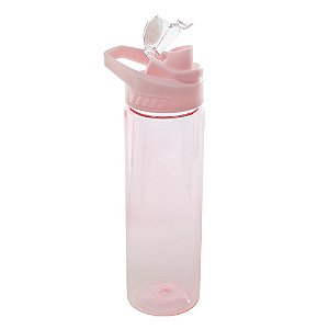 Garrafa Plástico Sport Rosa Com Tampa Alça E Bico 700ml