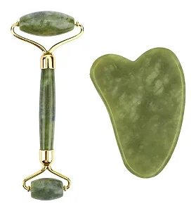 Rolo Massageador Pedra De Jade e guacha Massagem Facial Anti Rugas unidade