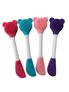 Espátula Escova de Silicone Limpeza Facial Ursinho