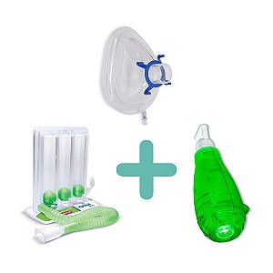 Kit Respiração 2 - Respiron Athletic 1 + Acapella Green + Mascara Coxim