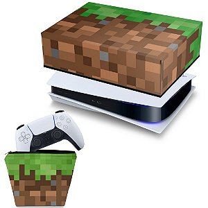 KIT PS5 Capa e Case Controle - Minecraft