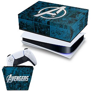 KIT PS5 Capa e Case Controle - Avengers Vingadores Comics