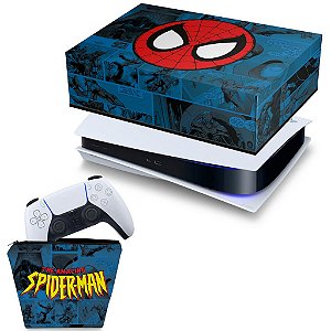 KIT PS5 Capa e Case Controle - Homem-Aranha Spider-Man Comics