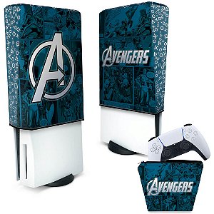 KIT Capa PS5 e Case Controle - Avengers Vingadores Comics