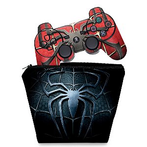 KIT Capa Case e Skin PS3 Controle - Homem Aranha