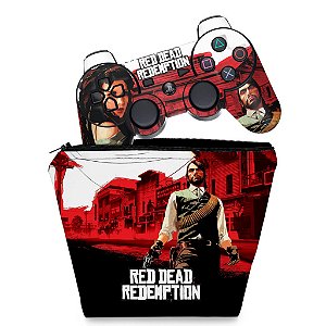 KIT Capa Case e Skin PS3 Controle - Red Dead Redemption