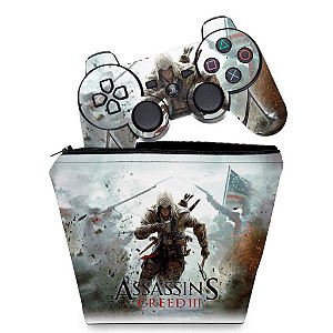 KIT Capa Case e Skin PS3 Controle - Assassins Creed 3