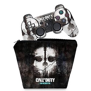 KIT Capa Case e Skin PS3 Controle - Call Of Duty Ghosts