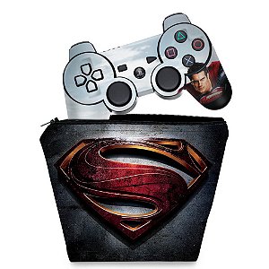 KIT Capa Case e Skin PS3 Controle - Superman