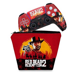 KIT Capa Case e Skin PS5 Controle - Red Dead Redemption 2