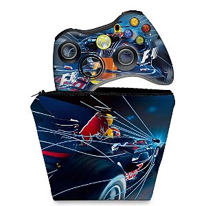 KIT Capa Case e Skin Xbox 360 Controle - Formula 1 #a