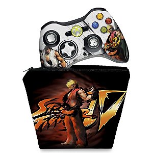 KIT Capa Case e Skin Xbox 360 Controle - Street Fighter 4 #a