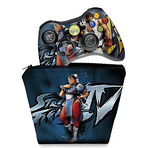KIT Capa Case e Skin Xbox 360 Controle - Street Fighter 4 #b