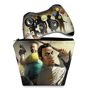 KIT Capa Case e Skin Xbox 360 Controle - Left 4 Dead 2