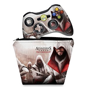 KIT Capa Case e Skin Xbox 360 Controle - Assassins Creed Brotherwood #A