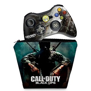 KIT Capa Case e Skin Xbox 360 Controle - Call Of Duty Black Ops