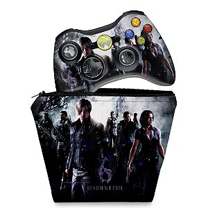 KIT Capa Case e Skin Xbox 360 Controle - Resident Evil 6