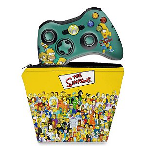 KIT Capa Case e Skin Xbox 360 Controle - Simpsons