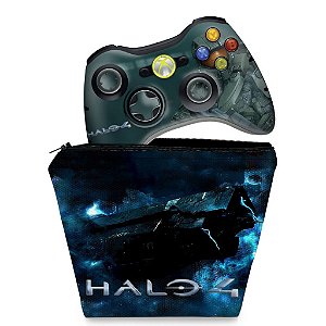 KIT Capa Case e Skin Xbox 360 Controle - Halo 4