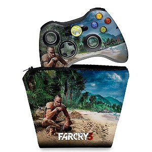 KIT Capa Case e Skin Xbox 360 Controle - Far Cry 3