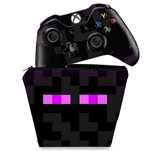KIT Capa Case e Skin Xbox One Fat Controle - Minecraft Enderman