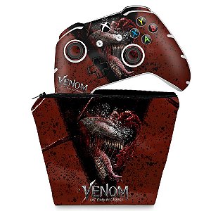 KIT Capa Case e Skin Xbox One Slim X Controle - Venom Tempo de Carnificina