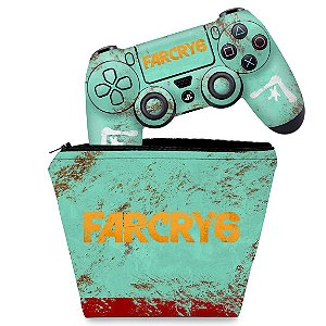 KIT Capa Case e Skin PS4 Controle - Far Cry 6