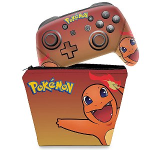 KIT Capa Case e Skin Nintendo Switch Pro Controle - Pokémon Charmander