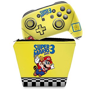 KIT Capa Case e Skin Nintendo Switch Pro Controle - Super Mario Bros 3