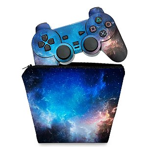 KIT Capa Case e Skin PS2 Controle - Universo Cosmos