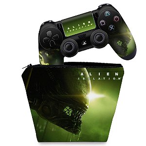 KIT Capa Case e Skin PS4 Controle  - Alien Isolation