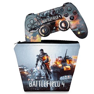 KIT Capa Case e Skin PS4 Controle  - Battlefield 4