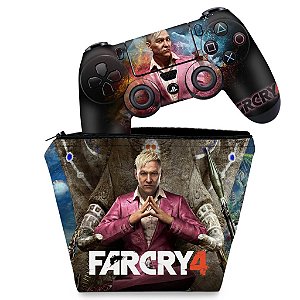 KIT Capa Case e Skin PS4 Controle  - Far Cry 4