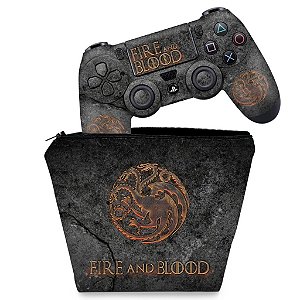 KIT Capa Case e Skin PS4 Controle  - Game Of Thrones Targaryen