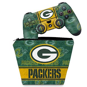 KIT Capa Case e Skin PS4 Controle  - Green Bay Packers Nfl