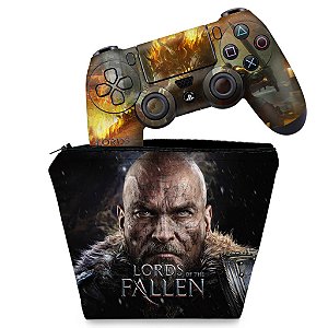 KIT Capa Case e Skin PS4 Controle  - Lords Of The Fallen